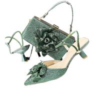 QTANZIQI Set da Donna con Tacco a Spillo e Borsa a Fiore Grande con Decorazioni in per Feste e Occasioni Speciali