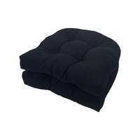 QTANZIQI Set di Cuscini da Esterno a Forma di U, Confezione da 2, Morbidi, Resistenti alle intemperie, 48x48 cm, per Patio, Cucina, Ufficio, Giardino (Nero) - Perfetti per Comfort e Stile