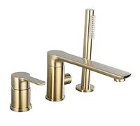 QTANZIQI Set di rubinetti da Bagno in Bronzo Combinato Vasca e Doccia Elegante Installazione sul Ponte del Cilindro Miscelatore Acqua Calda e Fredda Perfetto per Gli spazi contemporanei