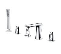 QTANZIQI Set di rubinetti per Vasca da Bagno in Ottone da 5 Pezzi, Miscelatore Moderno e Doccia a Mano per Un aggiornamento Elegante del Bagno, Facile Installazione, lavandino e Accessorio da Bagno