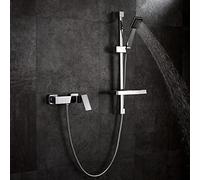 QTANZIQI Set Doccia con Rubinetto per Vasca da Bagno - Miscelatore in Rame a Parete con Maniglia Singola per Sollevamento Acqua Calda e Fredda Portasapone Finitura elettrolitica per bagni