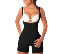 QTANZIQI Shapewear for Women Tummy Control Seamless Lace Bodysuit Zipper Open Bust Mid Thigh Butt Lifter Body