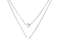 QTANZIQI Simple Fashion Imitazione Perla Love Heart Strato a Doppio Strato Clavicola Collana Gioielli