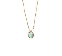 QTANZIQI Sintesi Minimalista di Lusso e Naturale Acciaio Ovale Ovalo Piccolo Animato Collana a Sospensione in Pietra Verde per Donne