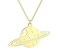 QTANZIQI Sintesi Steel Starry e Sunny Saturno Planet Cocklace per Donne Gioielli Ogni Giorno Collana Cast Charm Presente
