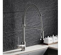 QTANZIQI Tocca di Cucina Olio Nero/Cromo Cucina Due beccuccio girevoli Estensibile Miscelatore a Molla Tira Giù Il Rubinetto del lavello della Cucina, b