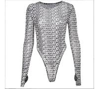 QTANZIQI Vedi Attraverso la Tuta da Donna a Maniche Lunghe con Grafica T-Shirt con Corsetto Top Autunno Tute a Rete a Vita Alta per Le Donne