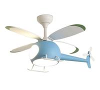 QTANZIQI Ventilatore da soffitto a Elicottero con luci per la Stanza di, lampadario a LED da 38,6"+Ventilatore, Luce per Aereo per Ragazzo e Ragazza, Lampada a Sospensione Decorativa, Blu