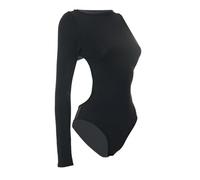 QTANZIQI Women One-Shoulder Long Sleeve Bodysuits Backless Slim Fit O Neck Leotard Tops Party Club Street Casual Basic Tops