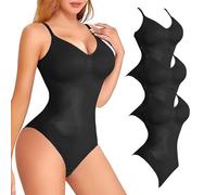 QTANZIQI Womens Shapewear V Neck Bodyshaper Lifting Butts Slimming Waist Bodysuit Open Crotch Shape Body Line 3 PCS