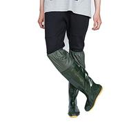 QTDZ Stivali Pesca Impermeabili, Stivali in Gomma Antiscivolo Leggera in PVC/Nylon con Restringimento Elastico, Pantaloni Trampolieri Spessi E Super Alti Taglia 35-45 per Uomo Donna,Verde,44 EU