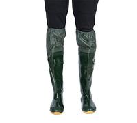 QTDZ Stivali Pesca Leggeri in PVC/Nylon, Pantaloni da Trampolieri Spessi E Super Alti con Restringimento Elastico, Stivale in Gomma Impermeabile Antiscivolo Taglia 35-45 per Uomo Donna,Verde,37 EU