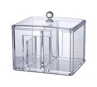 Qtip Dispenser Porta Dischetti Di Cotone 2 Slot Antipolvere Porta Tamponi Di Cotone Acrilico Con Coperchio Trasparente Organizzatore Per Trucco Vanità Bagno Controsoffitto 15 x 11