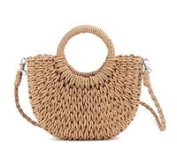 QTKJ A-03, Borsa di Paglia Donna, Cachi, 6.29''x 9.84''