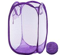 Qtopun Cesto portabiancheria pieghevole in rete, portatile, per la biancheria sporca, per camera da letto, camera dei bambini, dormitorio universitario e viaggi (viola)
