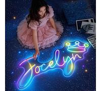 QTOZEING Insegna al scritte neon personalizzata, scritta led personalizzabile insegna luminosa per da parete decorazione camera da letto matrimonio compleanno festa negozio nome luci logo regalo
