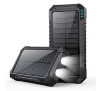 QTshine Power Bank Solare 26800mAh, USB C Caricatore Solare Portatile con 3 Uscite, PD 15W Ricarica Rapida Batteria Esterna 2 Torcia Ultra-Luminosa per Smartphone, Tablet, Campeggio all'aperto ecc