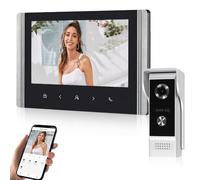 QttyElok Sistema di interfono video Tuya Smart WiFi per la casa, videocitofono con telecamera HD 1080P con monitor, schermo LCD IPS a colori da 17,8 cm, audio bidirezionale, registrazione, sblocco