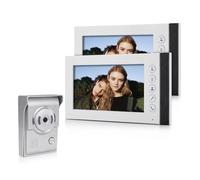 QttyElok Videocitofono cablato a colori da 7 pollici Citofono per la casa Videocamera Campanello 700TVL IR Visione notturna con 2 monitor interni, audio bidirezionale, monitoraggio, sblocco