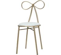 QTTYREV Sgabello Decorativo Ltt LT Sgabello Rosso in Rete Dorata in Ferro battuto, Toeletta e Sedia, Sedia con Fiocco Ispessito per Camera da Letto Creativa,White