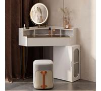 QTTYREV toletta, toletta con cassetti, mobiletto, sgabello imbottito, scrivania per ragazze per spogliatoio, camera da letto