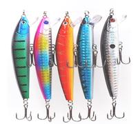 Qtuie 5Pcs Pesca Popper Esche Artificiali Spinning Mare Bass Hard Esche Minnow Lures 3D Occhi Popper, Esca Pesca in Mare e Acqua Dolce in Scatola Organizer