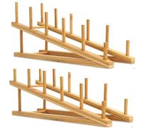 Qtuie Scolapiatti Supporti per Piatti in Legno Bambu Scola Piatti Lavandino Salvaspazio Scolabottiglie Porta Piatti Portabicchieri Portapiatti per Piatti Ciotole Tazze Armadietti Organizer Cucina