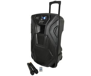 QTX Busker 15 - PA portatile a batteria ricaricabile con 2 microfoni wireless e connettività Bluetooth da 15 pollici