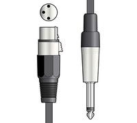qtx - Cavo microfono XLRF a jack mono da 6,3 mm, 3 m, colore: Nero