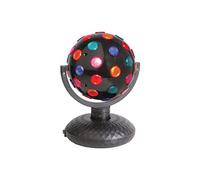 QTX Palla Disco Rotante Multicolore 160 mm, Effetto Luce per Feste e Camerette, Rotazione Orizzontale e Verticale, 5 Colori, Base Freestanding, Interruttore On/Off, 230V