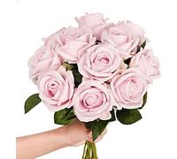 QTYQWC 10 Pezzi Rose Artificiali con steli Vero Touch Vero Finto Velvet Silk Rose Fiori di Maestri Accordi Floreali Decorazioni per la casa