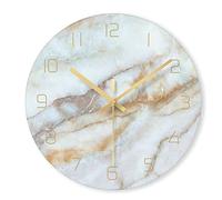 QTYQWC 12 Pollici in Marmo Nordico Color Digitale Orologio da Parete Digitale in Vetro temperato Orologio Artistico Orologio da Parete Soggiorno (Nero)