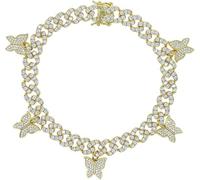 QTYQWC 14K Oro Gold Golding a farfalla Tennis Anklet, 9-10 pollch e 9mm largo ed elegante regalo del braccialetto alla caviglia per lei & Mom