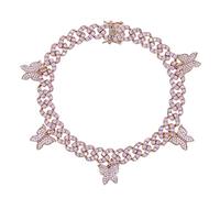 QTYQWC 14K Oro Gold Golding a farfalla Tennis Anklet, 9-10 pollch e 9mm largo ed elegante regalo del braccialetto alla caviglia per lei & Mom