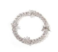 QTYQWC 14k oro pavoso moissanite farfalla caviglia, link cubano hip hop da 9 mm, elegante regalo di gioielli per lei
