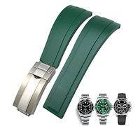 QTYQWC 20 mm da 21 mm di orologio in gomma per Daytona sottomariner GMT Yacht-Master Oysterflex Silicone Cint Cinkle Braccialetti con fibbia (colore: chiusura rossa, dimensione: 20 mm)