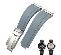 QTYQWC 20mm 21mm in gomma fibbia corta cabina di orologio adatto per il ruolo di sottomariner Daytona Oysterflex Yacht Master Small Wrist Silicone Cint (Colore: Preto, dimensione: 21mm)