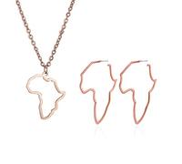QTYQWC Africa Mappa contorno Collana a sospensione e orecchini set alla moda oro Trendy Africa Maternità Continente Set di gioielli