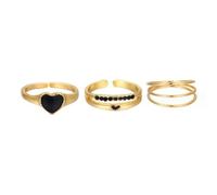 QTYQWC Anello d'amore olio che cade nero set d'oro femmina con anello articolare diamante nero di tre per donne