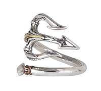 QTYQWC Anello tridente da Uomo in Argento Sterling 925 a Tre Toni, Aperto Regolabile