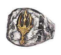 QTYQWC Anello tridente Poseidon in Vero Argento Sterling 925 Gioielli greci Vintage per Uomo Aperti Regolabili