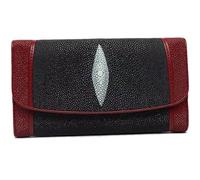 QTYQWC Autentica Vera Pelle di Razza Stingray Pochette Femminile di Colore Misto Borsa da Donna Portafoglio Lungo a Tre Ante Porta Carte di Grandi Dimensioni da Donna in Vera Pelle