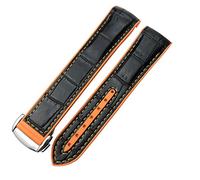 QTYQWC Canda di guardia in pelle in nylon in gomma 20mm 22mm 19mm 21mm Fit per Seamaster Planet Ocean Diver 300 Orologio in silicone arancione cinturino/nero/20mm