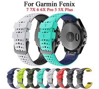 QTYQWC Doppio Colore Traspirante Del Silicone Del Cinturino Per Fenix5 5X Plus 6 6X Pro 7 7X 3HR 22 26mm Sport Cinturino Bracciale, 22mm, A