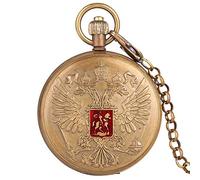 QTYQWC Equila a due teste Coat of Arms Emblema nazionale russo badge puro in rame puro tourbillon meccanico di orologio da tasca per la mano di orologio