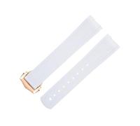 QTYQWC estremità Curva in Gomma fluorurata FKM da 20 mm per Cinturino per Seamaster 300 Cinturini di Ricambio con Fibbia Pieghevole in Acciaio Inossidabile