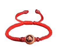QTYQWC Feng Shui Bracciale ricchezza Bracciale cinabro Pietra di Cristallo Bracciale Zodiaco Cinese Fascino Animale Bracciale con Cordino Rosso Gemma Naturale Bracciale Cristallo Chakra Buona Fortuna