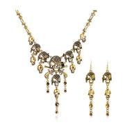 QTYQWC Halween Antique Multilivel Pirate Skull Collana Canno Collana e Bracciale Fashion Collar Lady Horror Necklace for Women Men