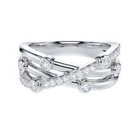 QTYQWC Moissanite genuina o diamante simulato a larghezza 7,5 mm unisex incrociato piccole bolle a moli da cocktail anello da sposa
