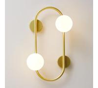 QTYQWC Nordic Round Wall Sconce 2 Lights Globe Lighting Vanity Vanity White Bhite Glass Lampada da Letto da Letto da Camera da Letto Light